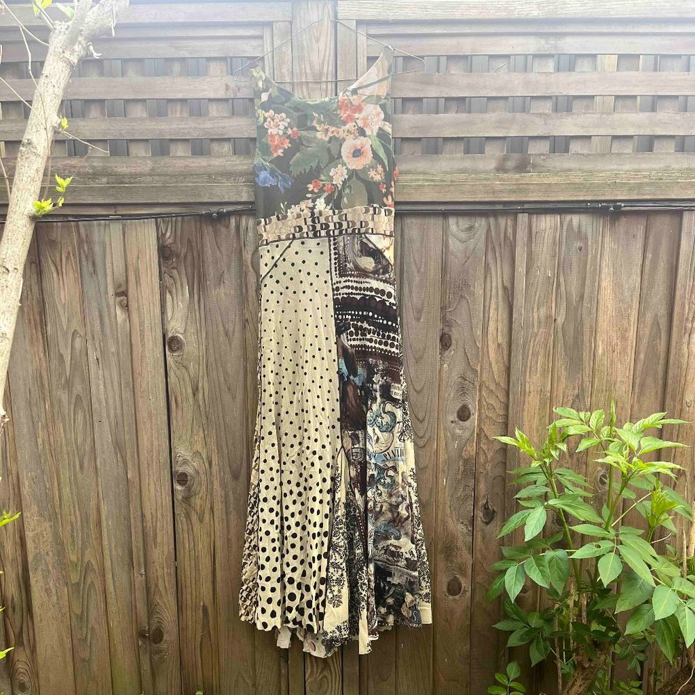 FUZZI Patchwork Printed Tulle Dress